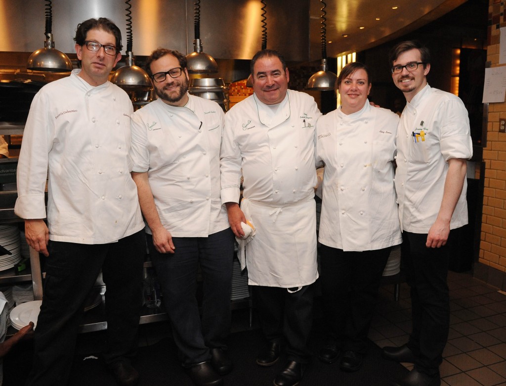 Emeril's Chefs from left to right: Anthony Scanio (Delmonico), Slater (Emeril's NEw Orleans), Emeril Lagasse, Amy Lemon (NOLA) and Jeremy Fogg (Emeril's New Orleans). Photo courtesy of Emeril Lagasse.