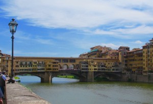 The Ponte Vecchio by day - filled with tourists shopping the famous jewelry stores. Photo by Marla Norman.