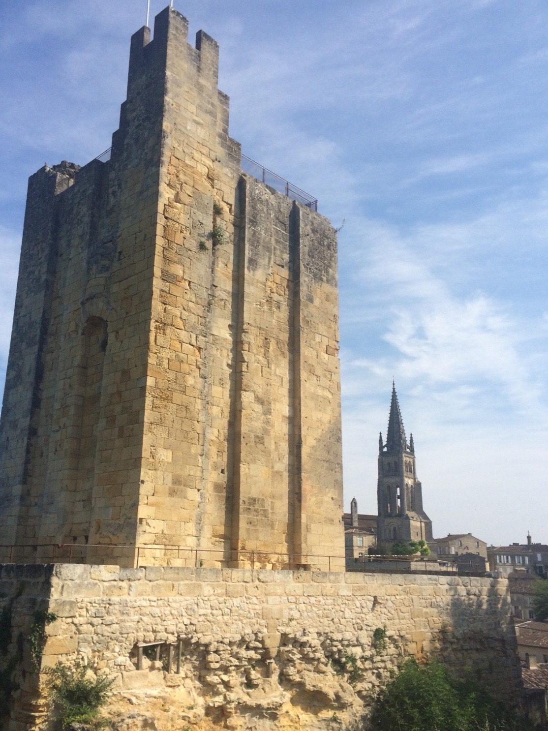 The massive Tour du Roy (King’s Tower) stands near the Église Monolithe (Monolithic Church). Photo by Marla Norman.