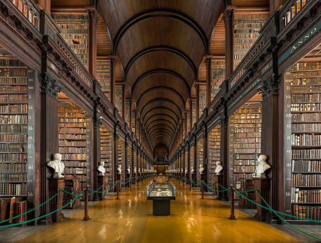 The Long Room at Trinity College. Photos from Wikipedia.