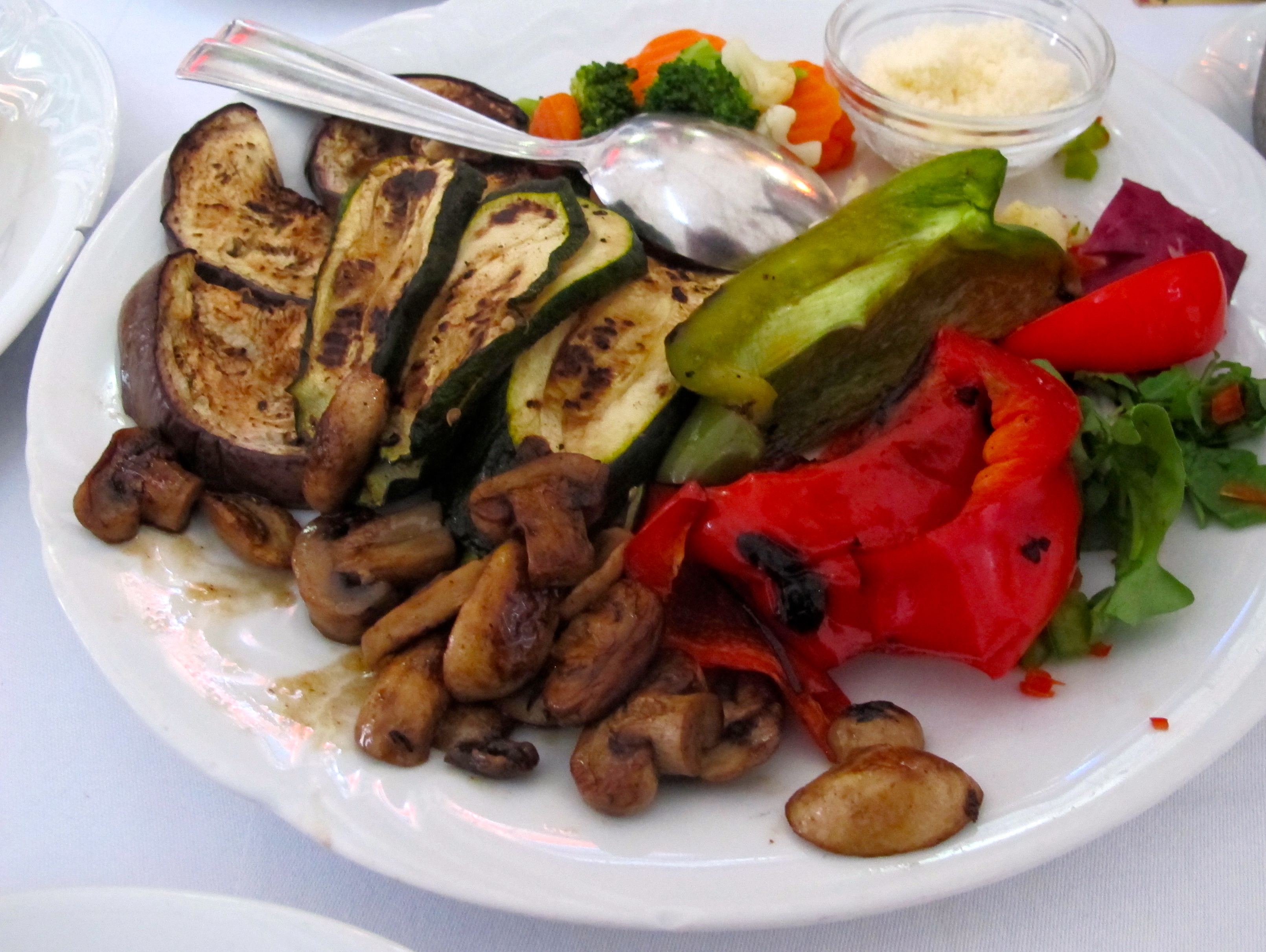 Vegetables grilled in truffle oil are unbelievably luscious at Gostilna Sokol. Photos by Marla Norman.