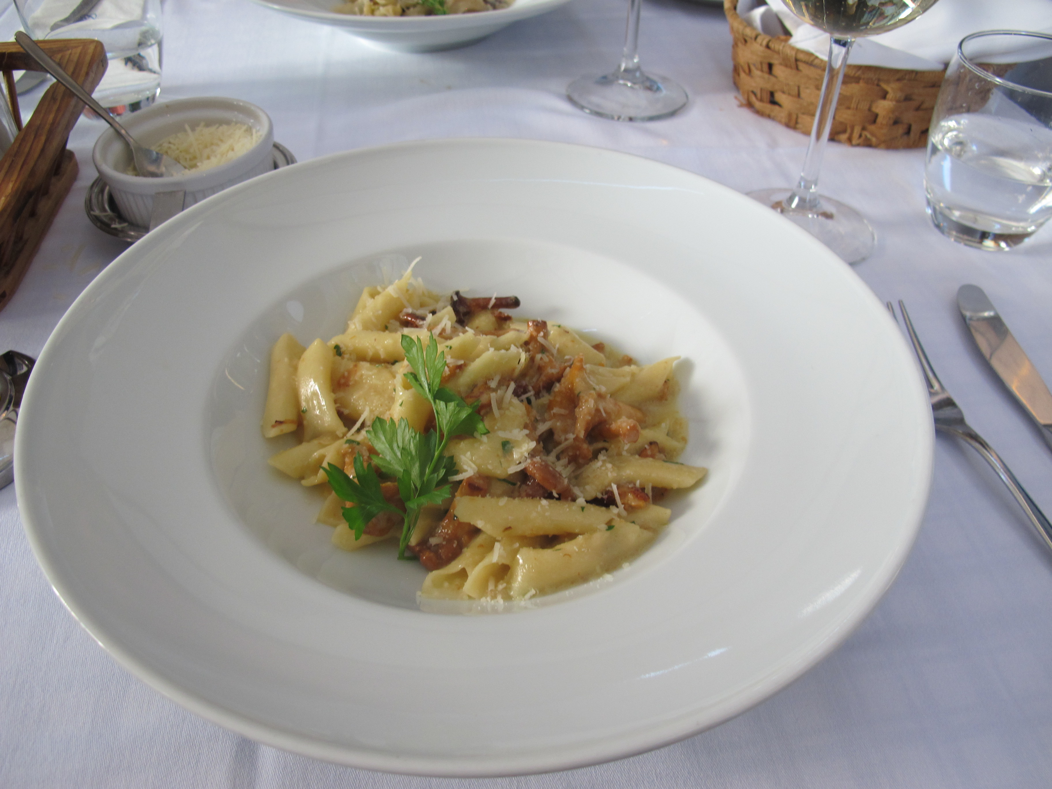 The expansive menu includes numerous pasta dishes, Gnocchi and Risottos.