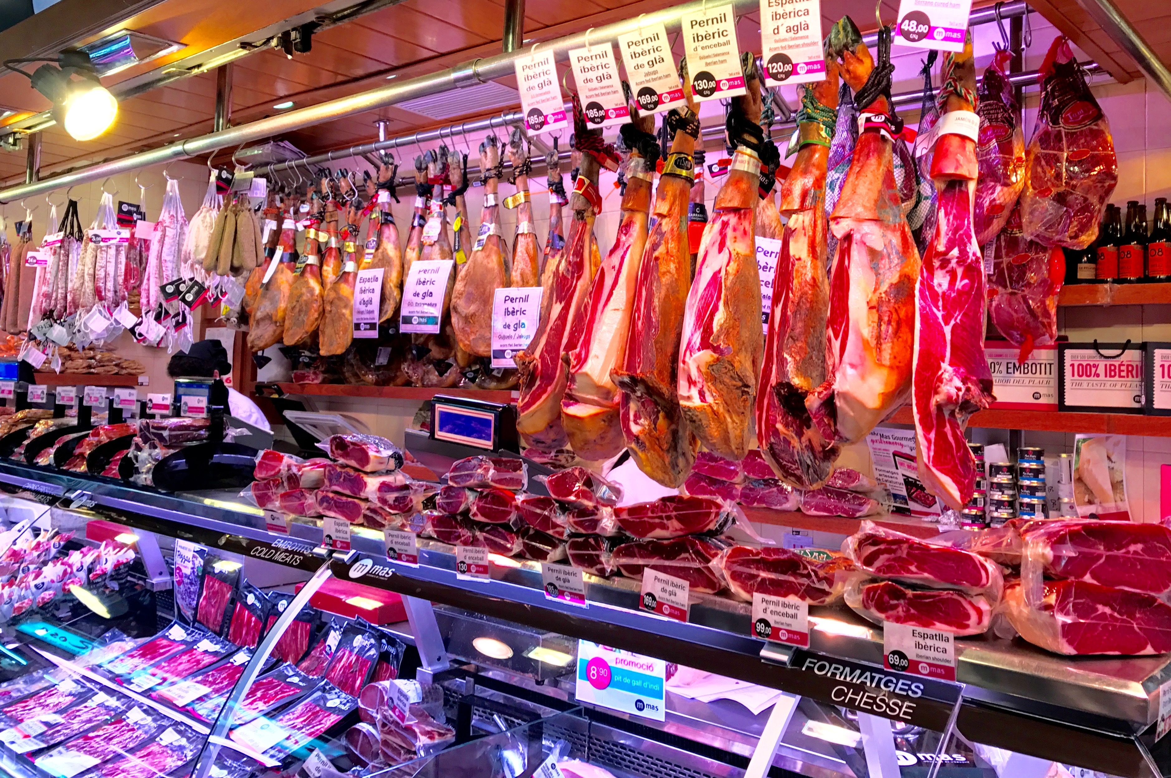 La Boqueria - one of the world's oldest and most renown market. And a good place to find LOTS of Spanish ham.