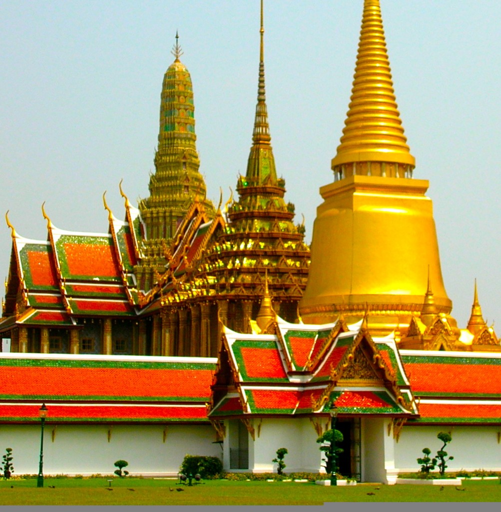 Entryway to the Grand Palace with its gigantic spires completely covered in gold. Photo by Marla Norman.