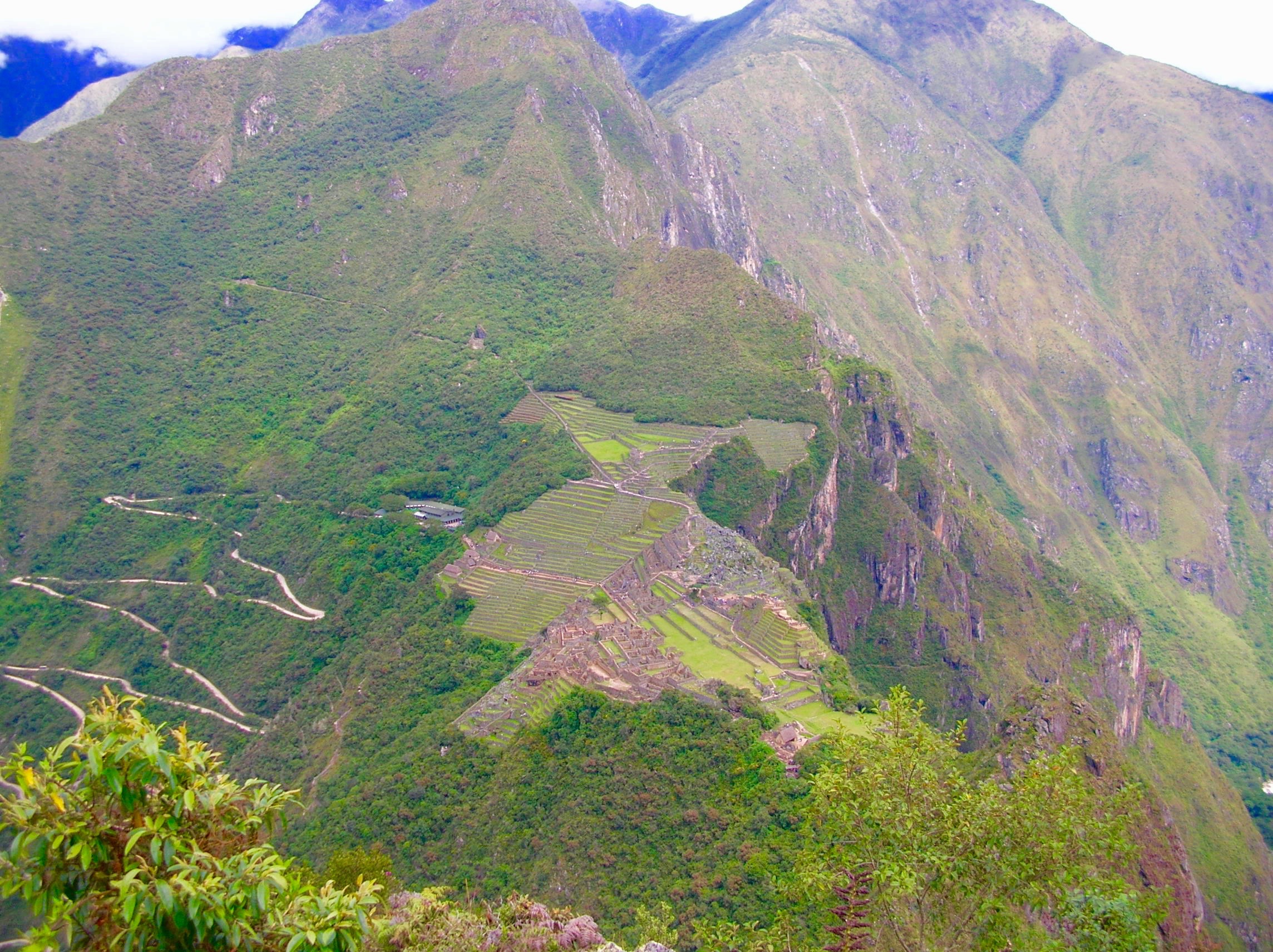 A mammoth condor cut-out is visible form the top of Huayna Picchu. Photo by Marla Norman. 