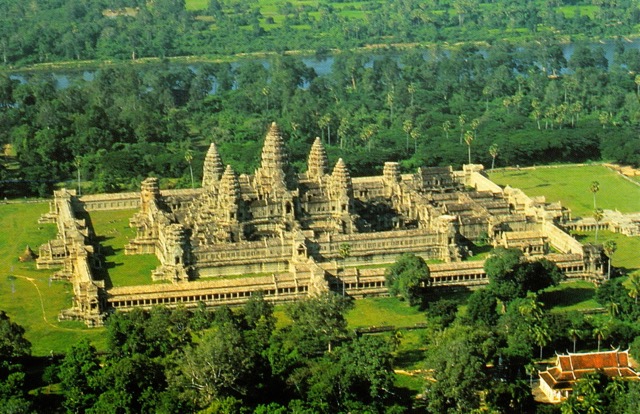 The legendary towers of Angkor Wat - the largest religous monument in the world. Photo from Wikipedia.