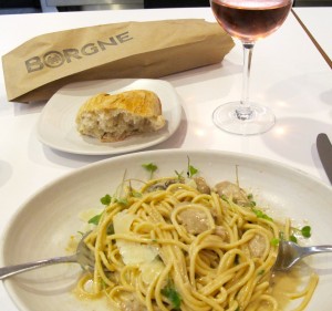 Mouth-watering Oyster Spaghetti with freshly baked Borgne Bread. Photo by Marla Norman.