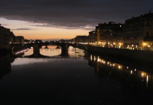The Ponte Vecchio at sunset - quiet and reflective. Photo by Marla Norman.