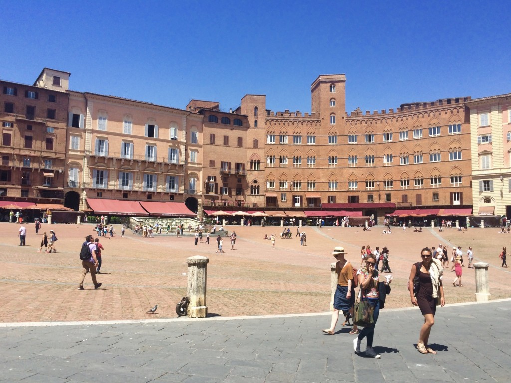 Visitors and locals gather in the Piazza del Campo. Photo by Marla Norman.