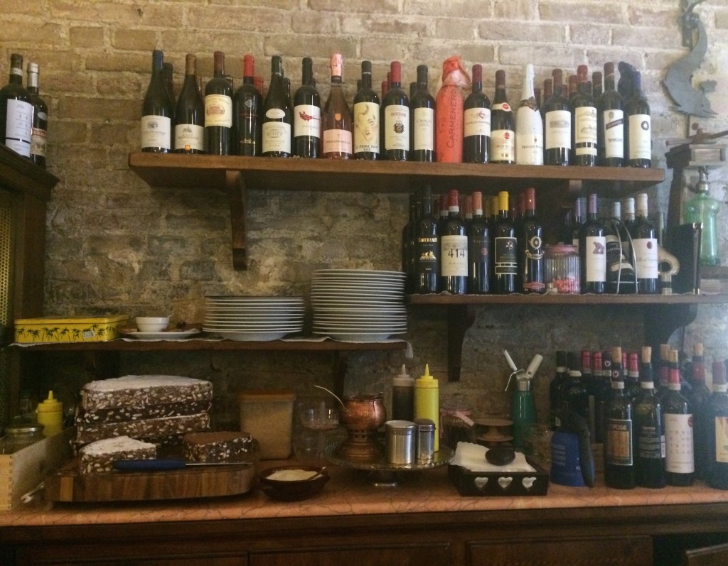 The wine list at La Taverna di San Giuseppe offers more than 500 different Italian and Tuscan vintages, from the Brunellos of Montalcino to the reds of Montepulciano. Photo by Marla Norman.
