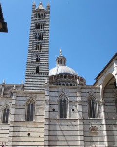 The exterior and the interior of the Gothic Duomo in Siena are made of hundreds upon hundreds of alternating rows of white and black marble. 