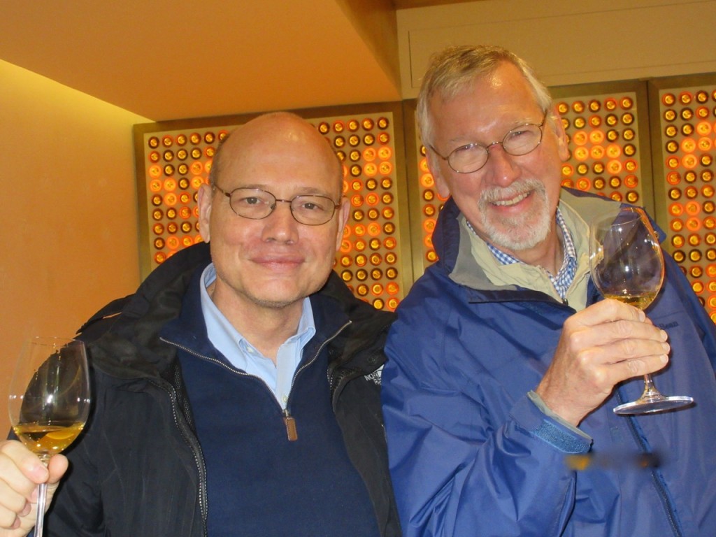 The joy of drinking Yquem. Drs. Dwight Oldham & Melvin Oakley, on a visit made possible by the Destin Charity Wine Auction Foundation.