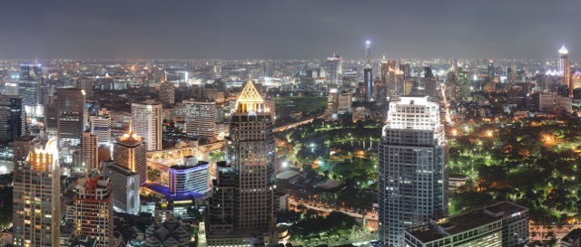 Bangkok at night. Photo from Wikipedia.