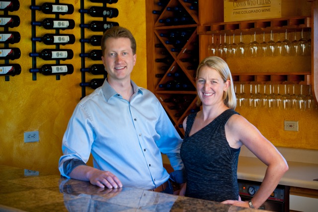 Jennifer and Jay Christianson in their tasting room. Phot courtesy of Canyon Wind.