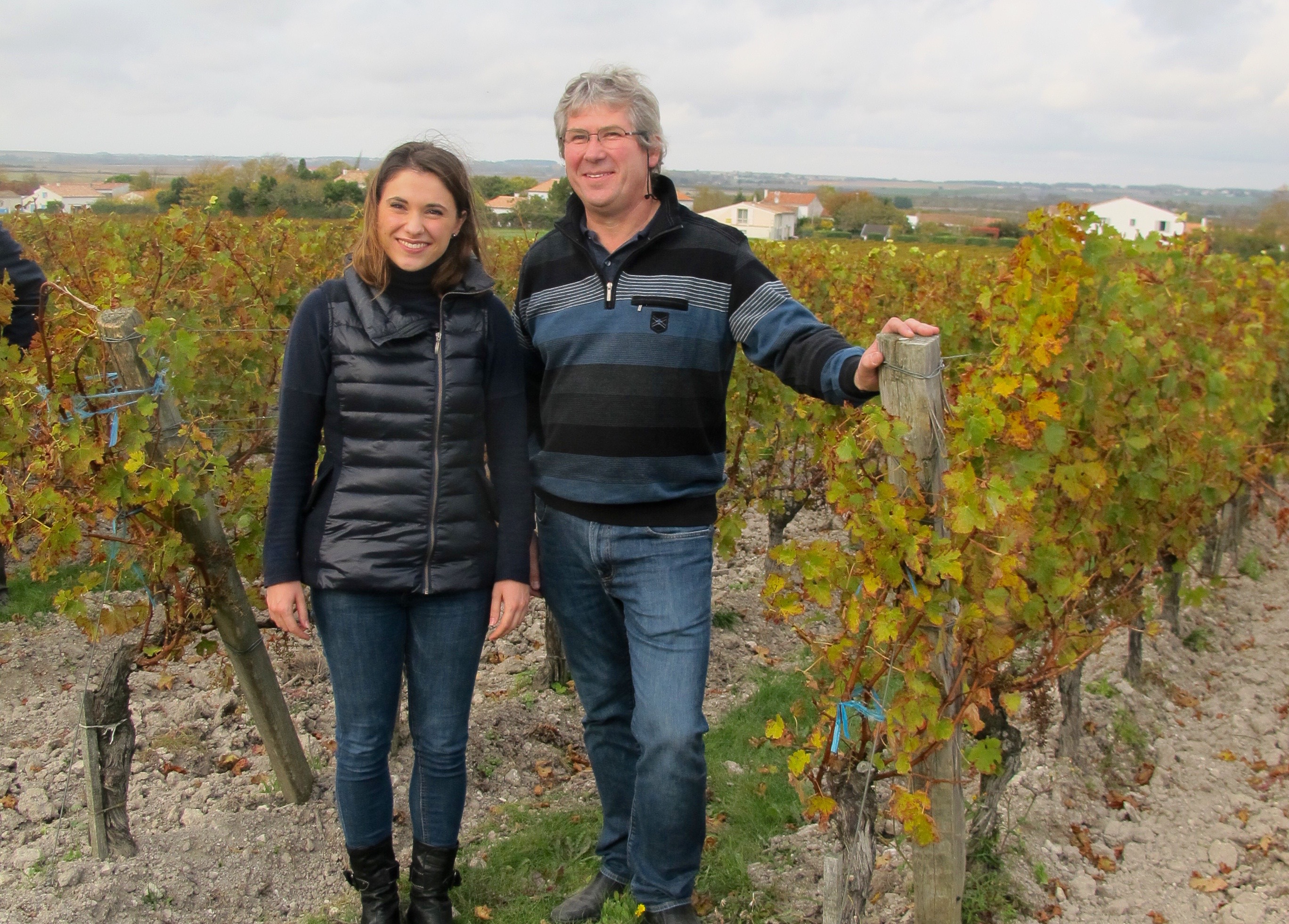 Laurie Arrivé and her father, Jean-Guy Arrivé, in their vineyards at Talmondais. The Arrivé Family have been winemakers for over 120 years. Photo by Marla Norman