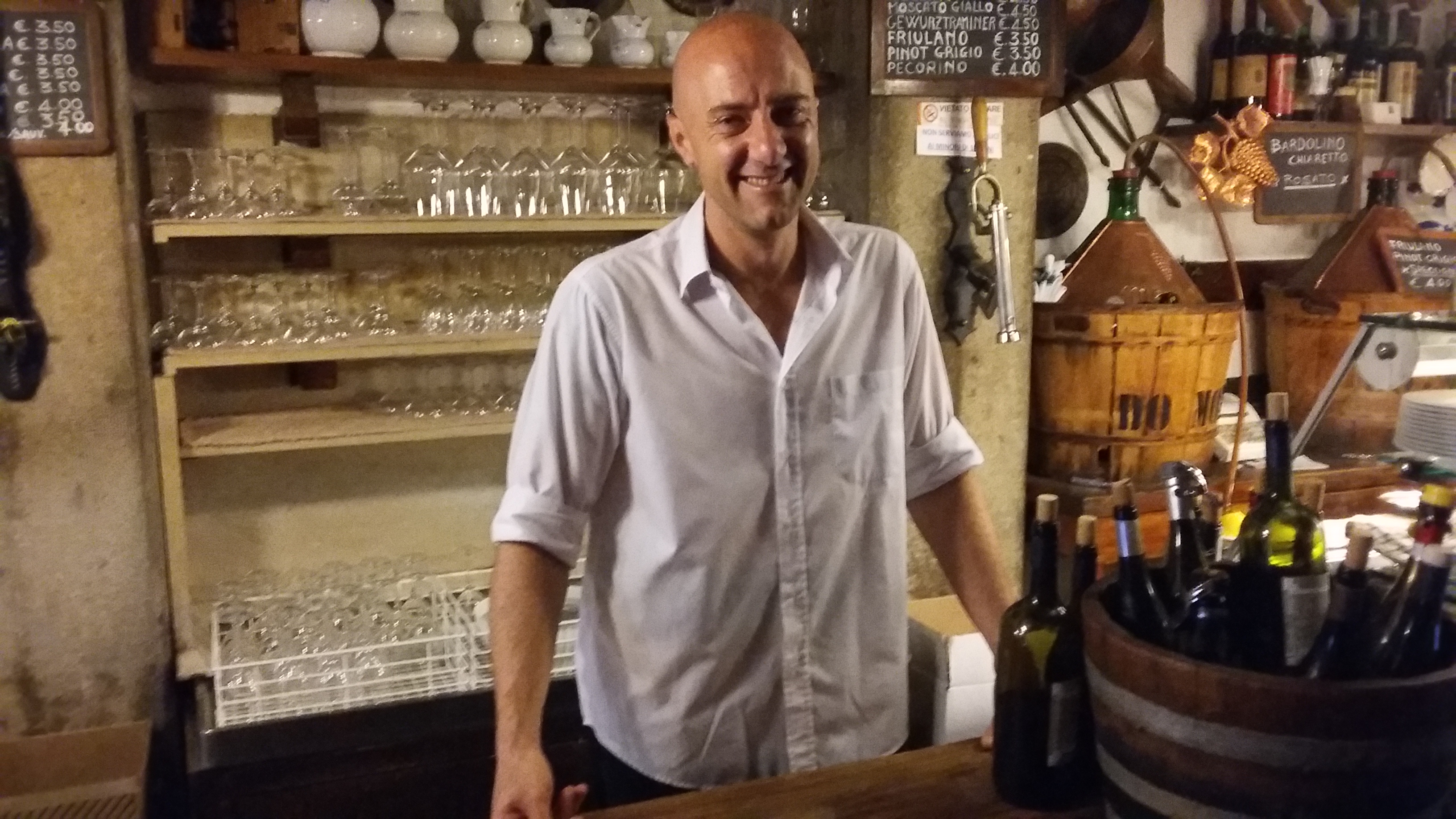 Pierre at the Cantina do Mori, billed as the first cicchetti bar in Venice.