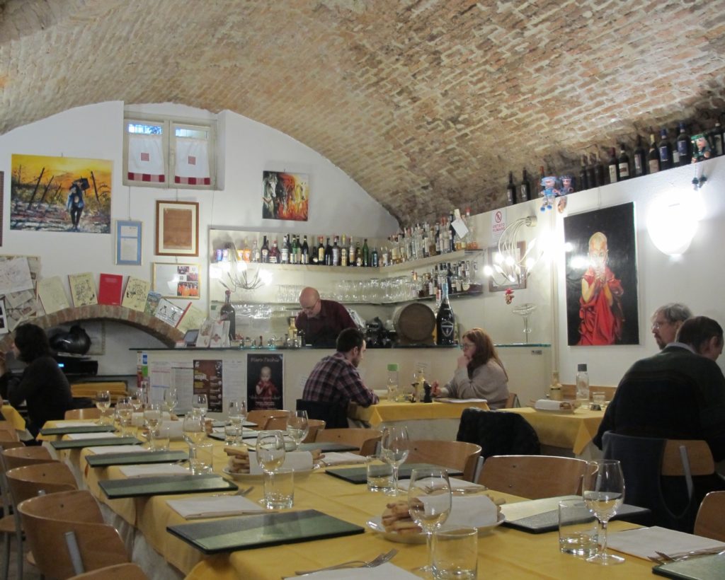 Vaulted brick ceilings and contemporary art at Tacabanda. Photo by Marla Norman.