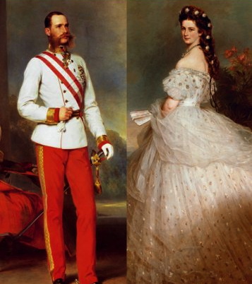 Portraits of Emperor Franz Josef and Empress Elisabeth, known as "Sissi."