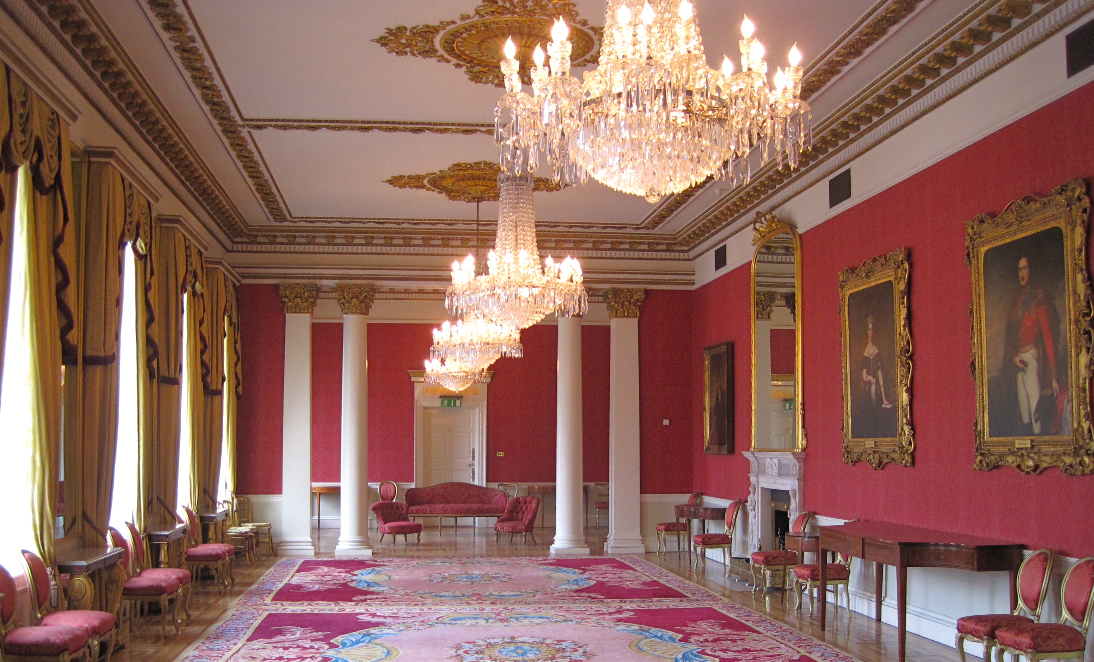 Woven carpets and Waterford crystal chandeliers at Dublin Castle. Photo by Marla Norman.