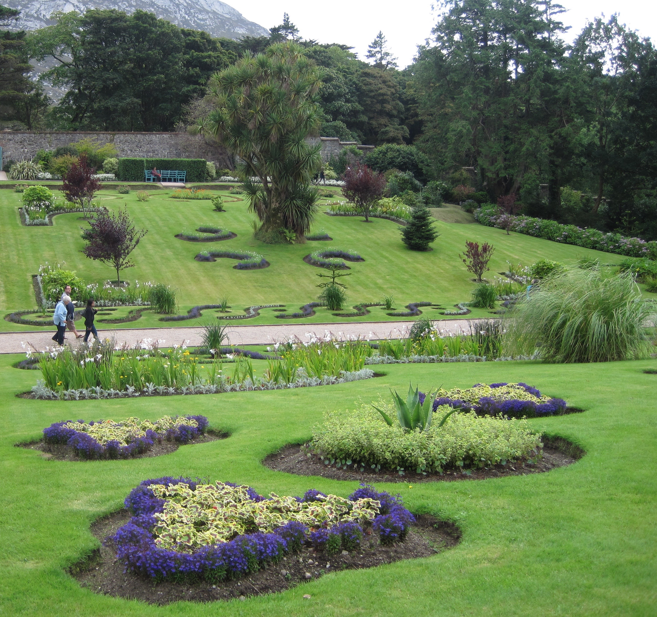 A glimpse of one of several formal gardens at Kylemore Abbey.