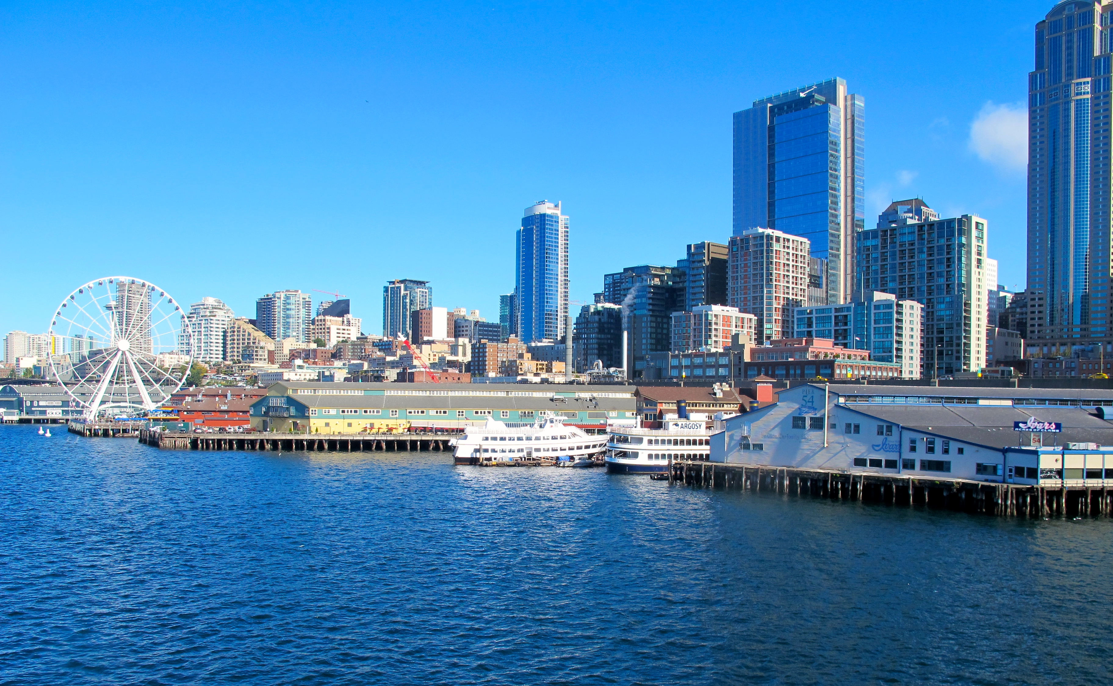 Downtown Seattle and piers on an especially sunny day! Photo by Marla Norman.