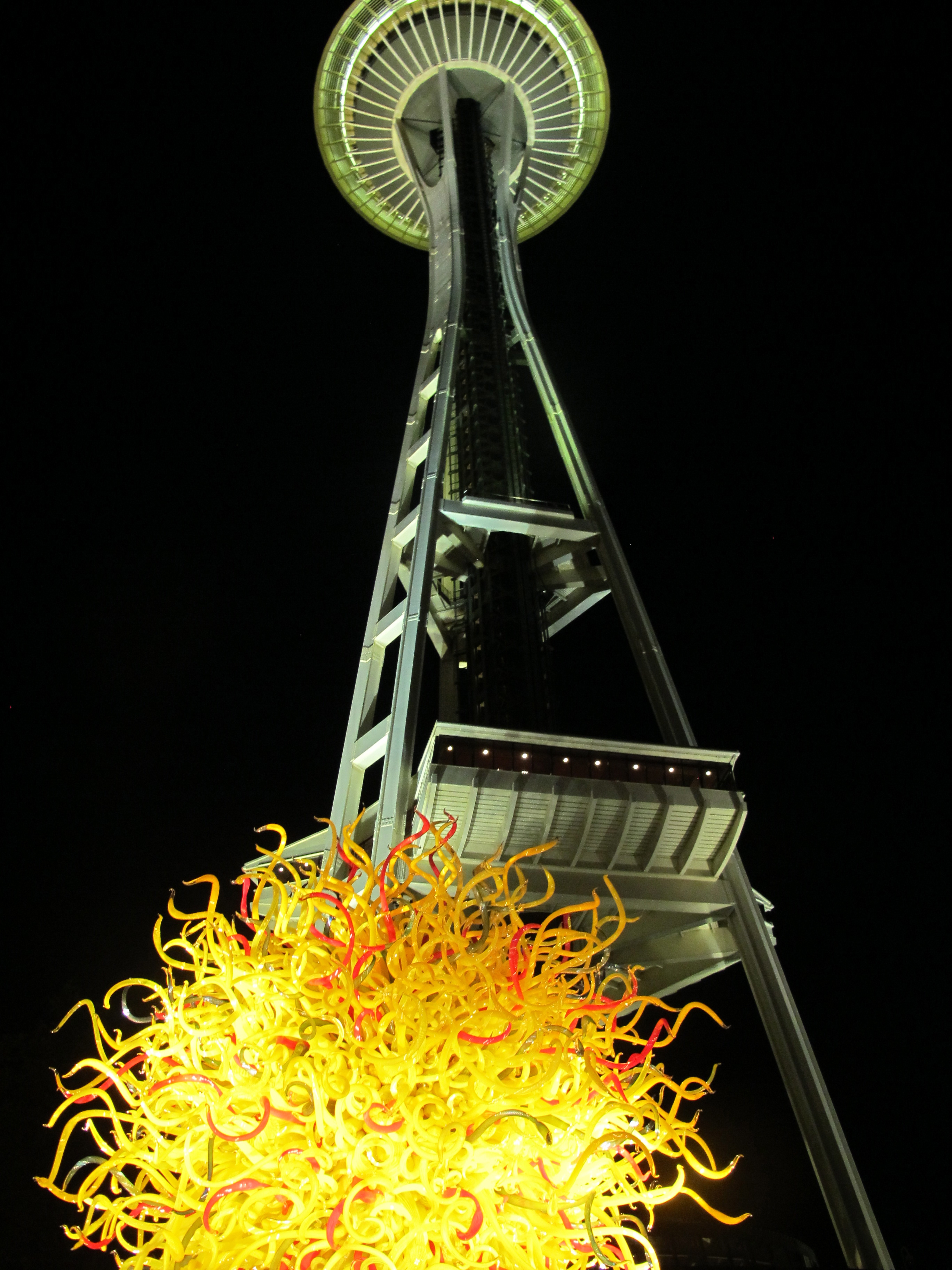 View from the base of the Space Needle from the Chihuly Garden. Photo by Marla Norman.