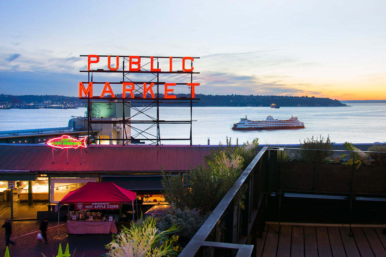 Views from Inn at the Market are spectacular - whether you enjoy them from your room or from the large outdoor terrace overlooking Elliott Bay. Photo Courtesy of the Inn at the Market.