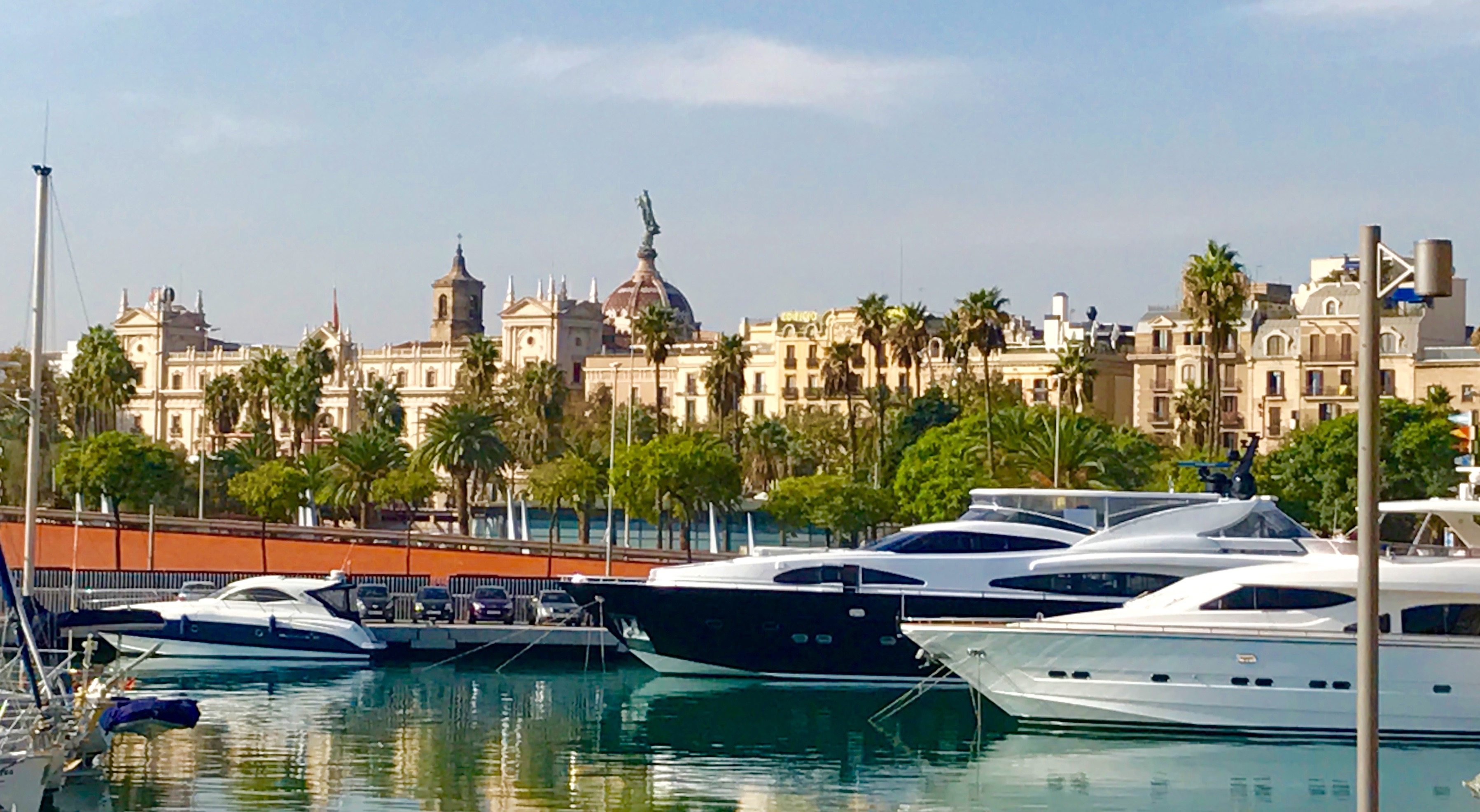 Barcelona's marina with views of the city's Moderniste architecture. Photo by Marla Norman.